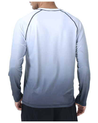 Summer Men's Long Sleeve T-Shirt UPF 50+ Rash Guard Gradient Shirt for Sport Fishing Hiking Workout Outdoor Pullover Shirt