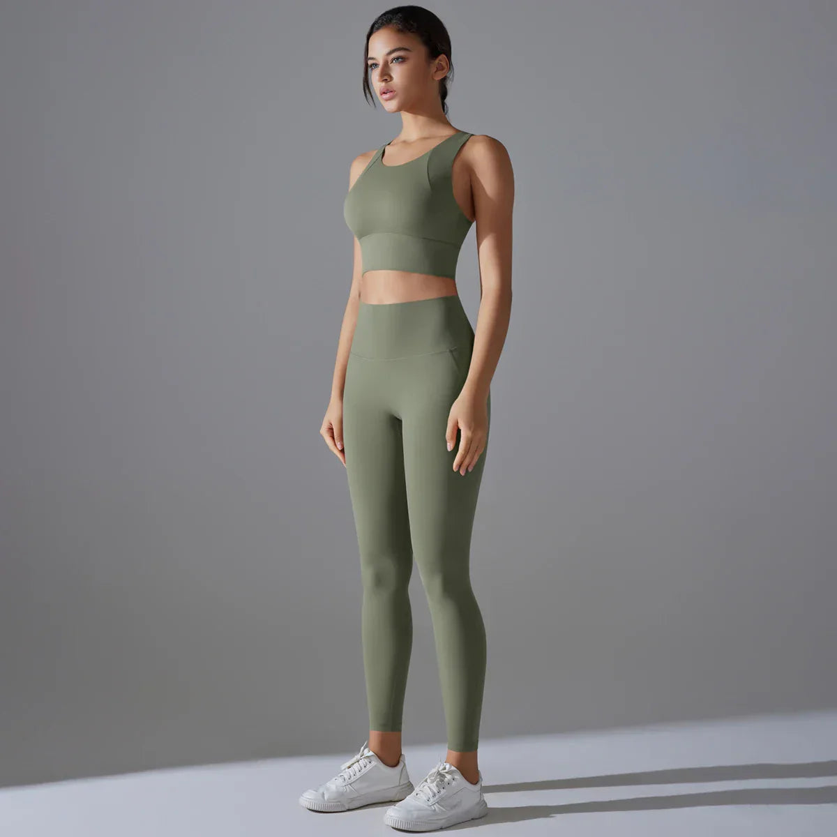 Yoga Set Women's tracksuit Women Fitness Crop Top Shockproof Sports Bras Yoga Gym Running Pants Sportswear Running Fitness Yoga