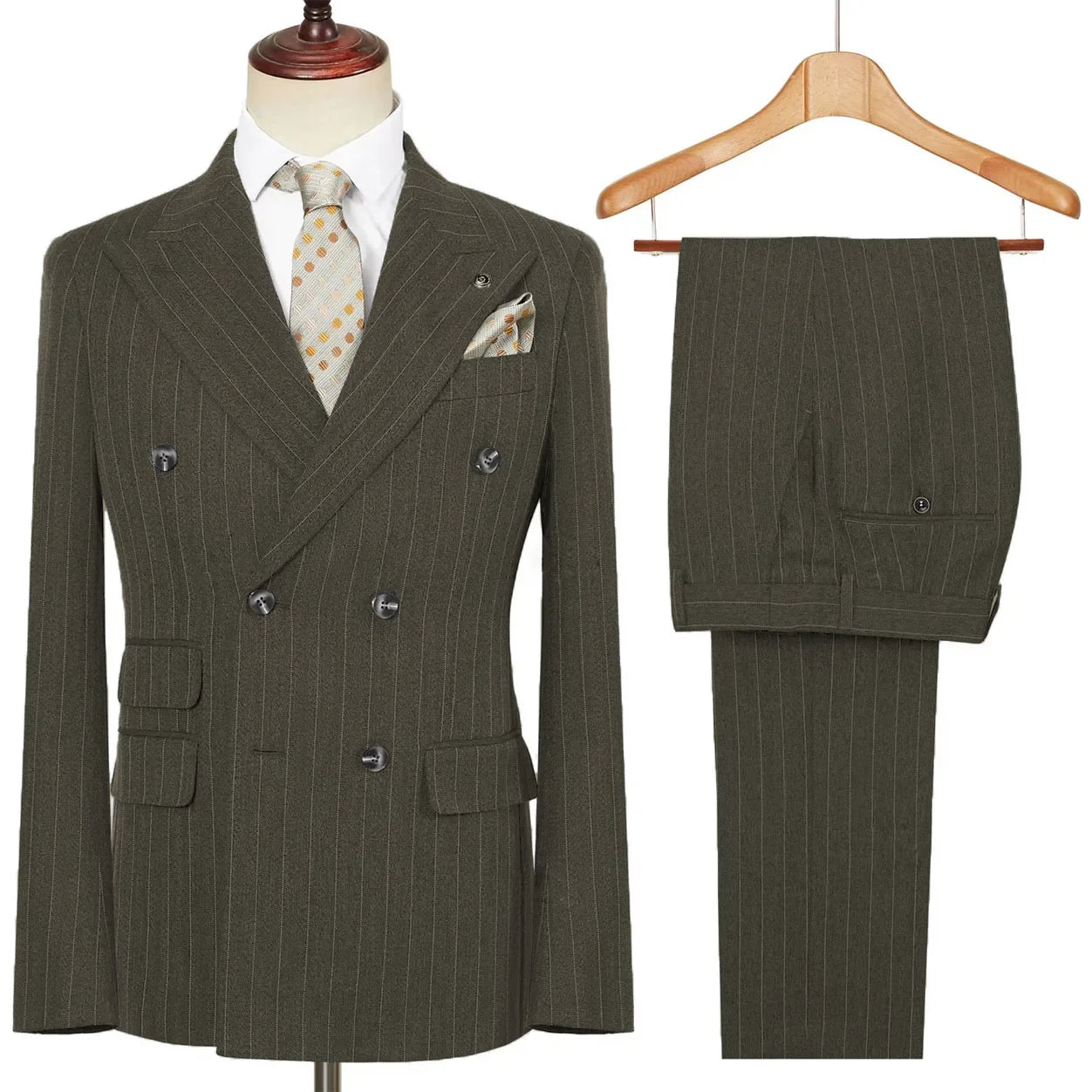Vintage Winter Tweed Suits High-Quality Striped Tweed Men Suits Design Costume Homme Smart Business Formal Wedding Suit 2 Pieces