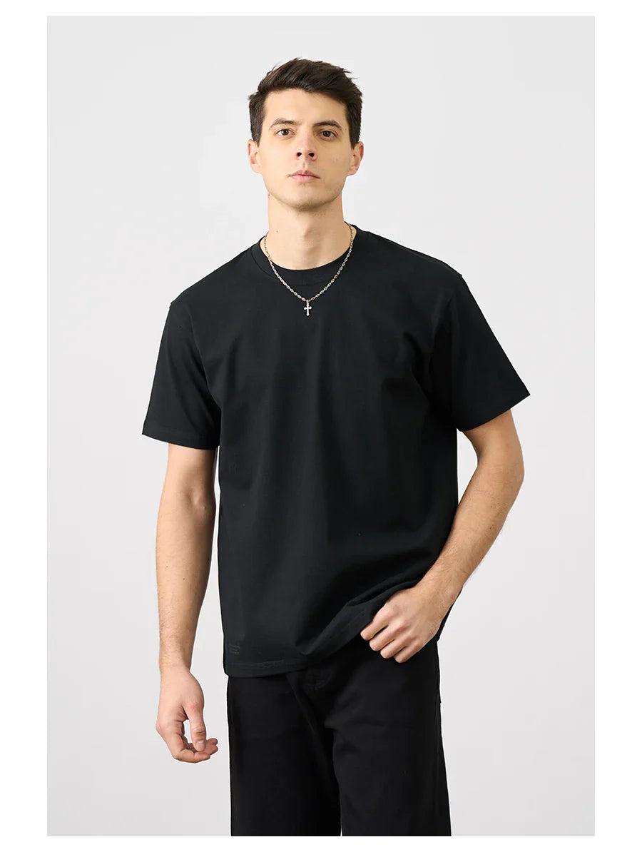 2026 Summer New Oversize 310gsm 100% Cotton T-shirts Men Quality Breathable Solid Color Comfortable Tops