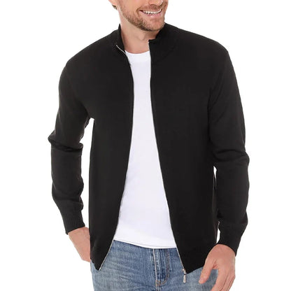 Men's Zipper SweatCoats Casual Cardigan Sweaters Stand Cold Blouse Knitwear Winter Outdoor Jumper Warm Streetwear
