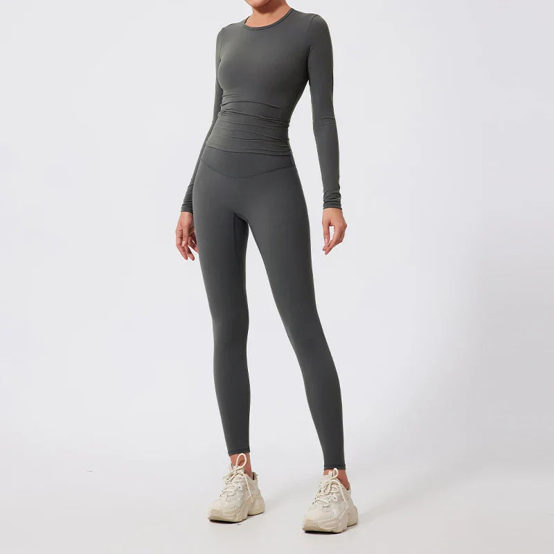 2Pcs Sets Gym Clothes Sports Outfit Suit Women Outdoors Workout Tights Set Yoga Wear Female Running Training T-Shirt