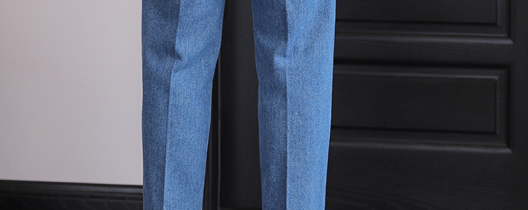 Italian Style Men's High Waist Business Neapolitan Jeans Draped Cuffed Straight Leg Western Pants Youth Trendy Wear Resistant