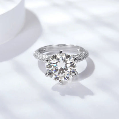 5 Carat Moissanite Wedding Rings For Women 925 Sterling Silver Eternity with White Gold Plated Band Engagement Jewelry