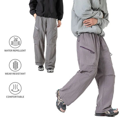 Male Hiking Pants Outdoor Waterproof Mountaineering Sports Trousers Autumn Elastic Waist Breathable Camping Fishing Cargo Pants