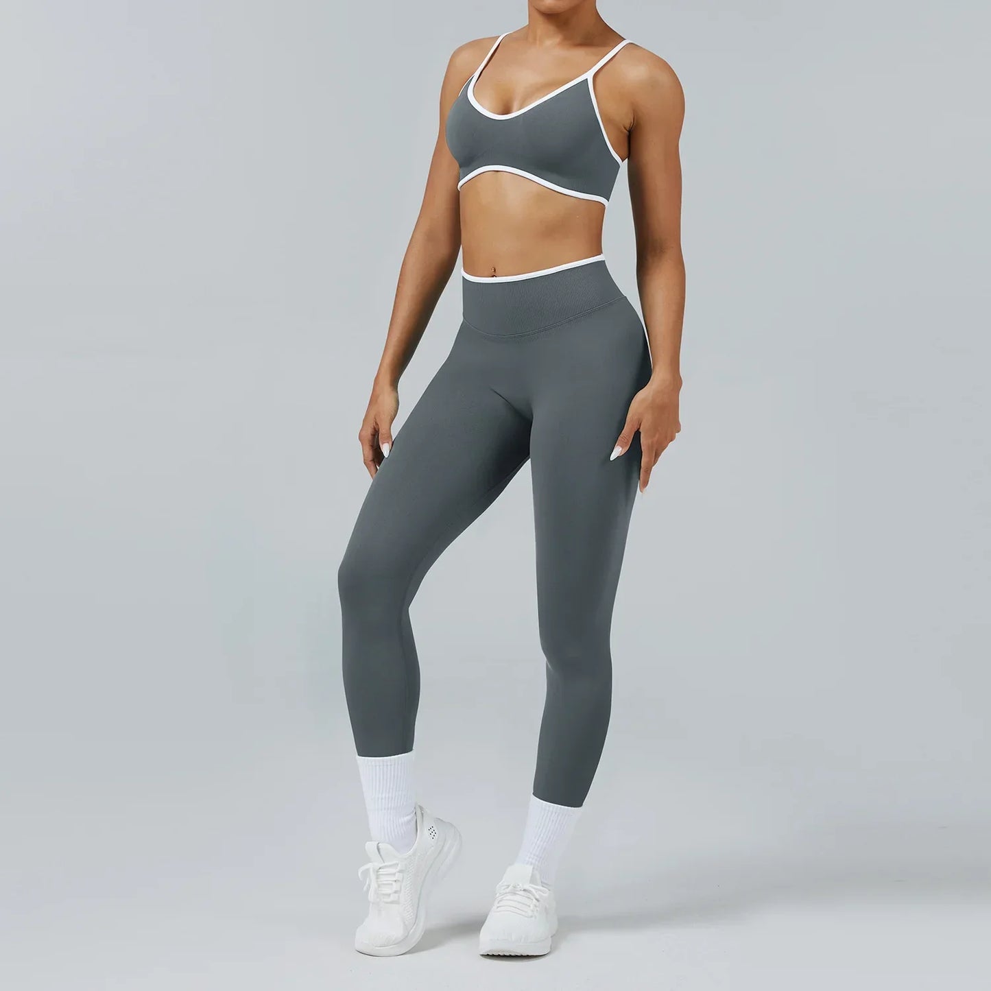 Seamless Yoga Set Women Gym Clothing Scrunch Bum Legging Sports Bras Padded Tank Top Workout Outfits Fitness Sportswear Suits