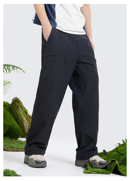 Men's Outdoor Hiking Pants 2026 Summer Sports Waterproof Straight Paratrooper Light Loose Mountaineering Pants