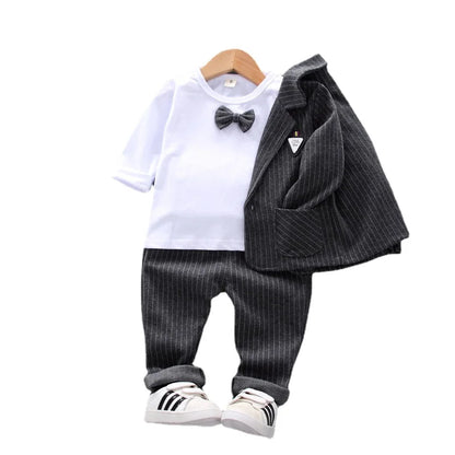 Baby Clothes Sets Children Suits Autumn Kids Gentleman Style Suit Coats T-Shirt Pants 3pcs Infant Boys Outfits 1 2 3 4 YEARS