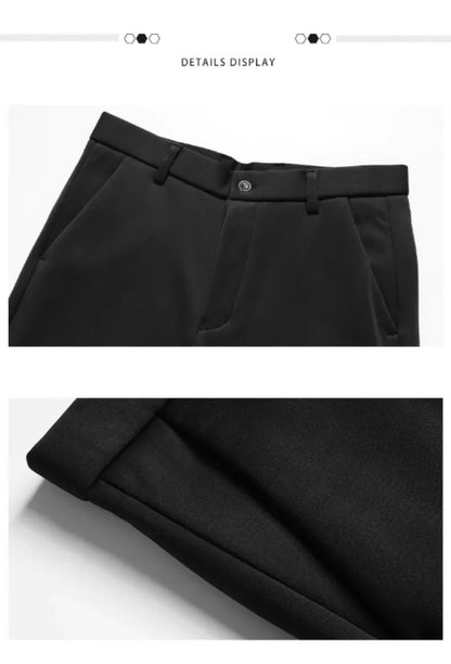 Mid Age Mens Pants Winter Thermal Dress Trousers Thick Warm Business Casual Office Wear Elastic Waistband Plus Size