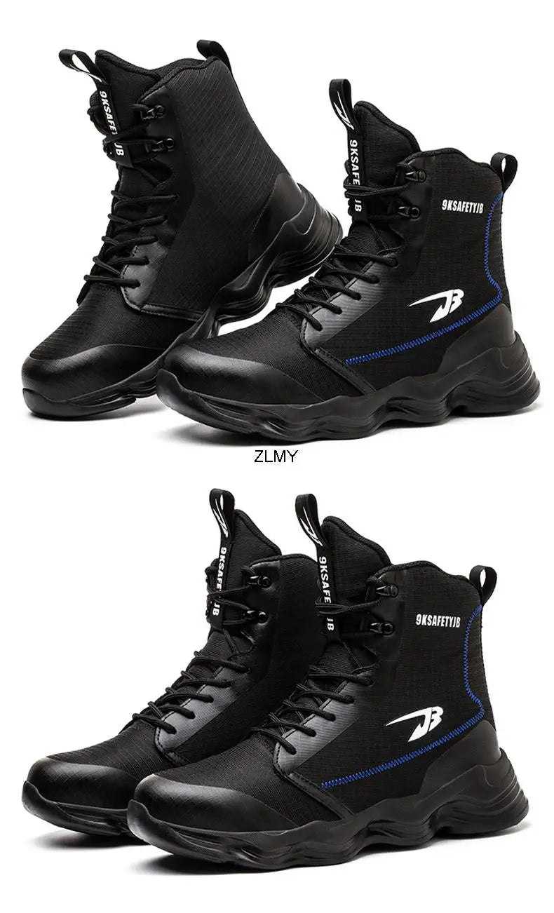 High Top Men Safety Shoes Light Steel Toe Sneakers Man Anti-Smash Stab Proof Work Boots Male Construction Protective Footwear