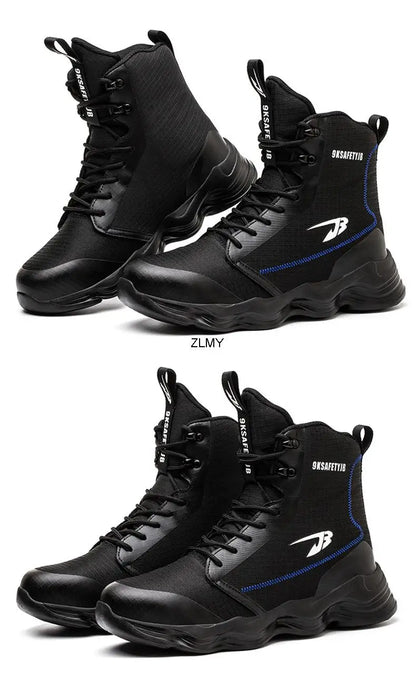High Top Men Safety Shoes Light Steel Toe Sneakers Man Anti-Smash Stab Proof Work Boots Male Construction Protective Footwear