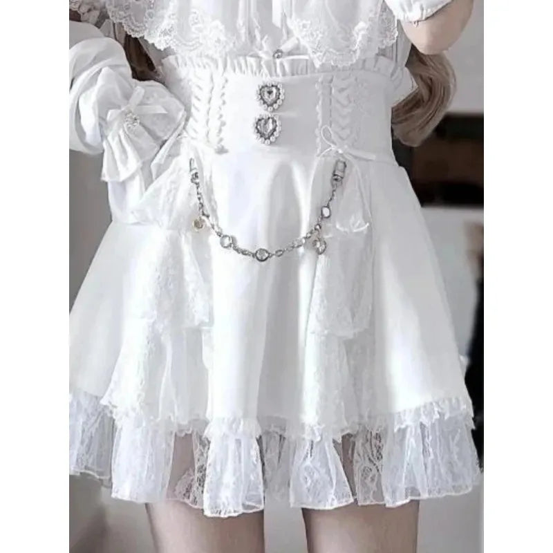 Japanese Harajuku Mini Skirt Punk College Style Plaid Cake Subculture Y2k Skirt Girl Summer High Waist Sweet Mini Skirt