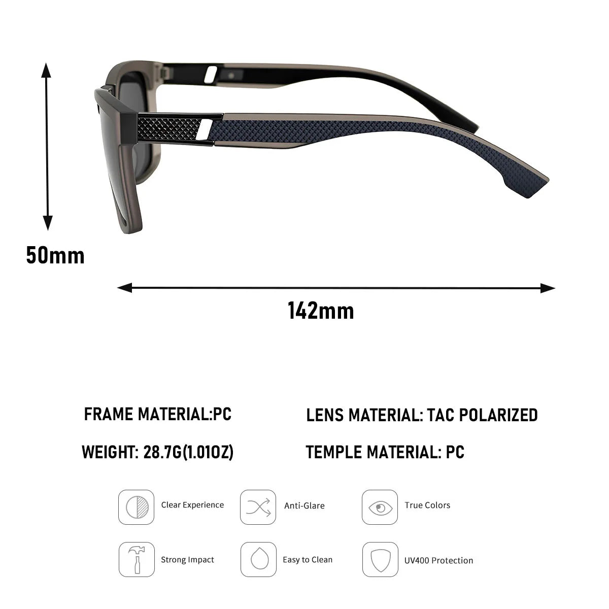 Vintage Retro Polarized Sunglasses For Men Vacation Square Sunglass Women UV400 Protection Fashion Glasses Gafas De Sol Hombre