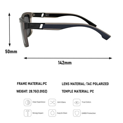 Vintage Retro Polarized Sunglasses For Men Vacation Square Sunglass Women UV400 Protection Fashion Glasses Gafas De Sol Hombre