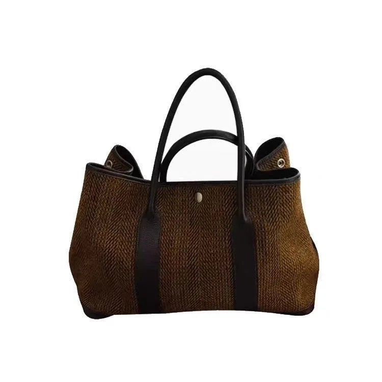 Autumn Winter Wool Tote Bag for Women, Niche Fashion Large Capacity Handbag, Simple Shoulder Bag