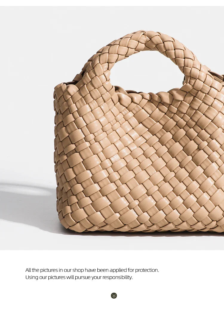 Designer bag Women's handbag Popular small size version PU leather woven bag Fashion style soft handmade bucket bag