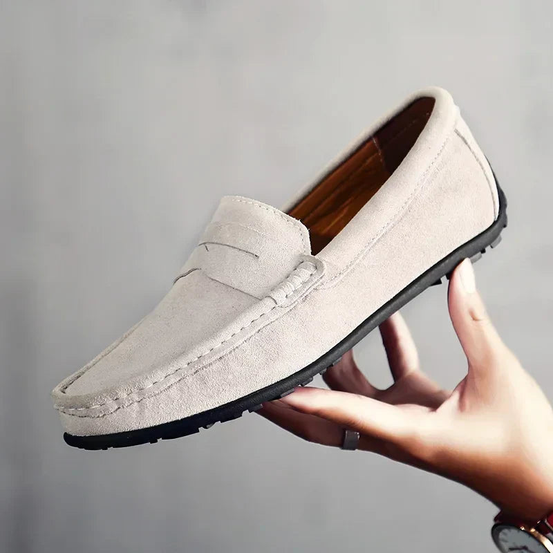 High Quality Leather Men Loafers  Slip on Mens Casual Shoes Fashion Flats Male Driving Shoes Moccasins Ten Colors Size 38-47