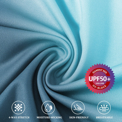 Summer Men's Long Sleeve T-Shirt UPF 50+ Rash Guard Gradient Shirt for Sport Fishing Hiking Workout Outdoor Pullover Shirt