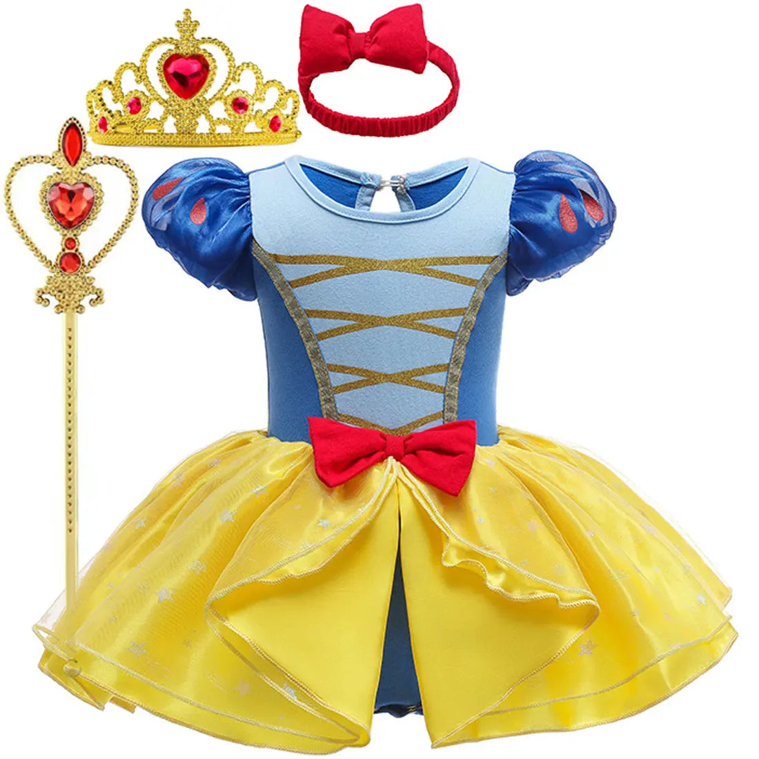 2026 Disney Infant Snow White Dress With Headband Infant Baby Princess Girl Cute Design Clothes Baby Dress Party Costumes Set
