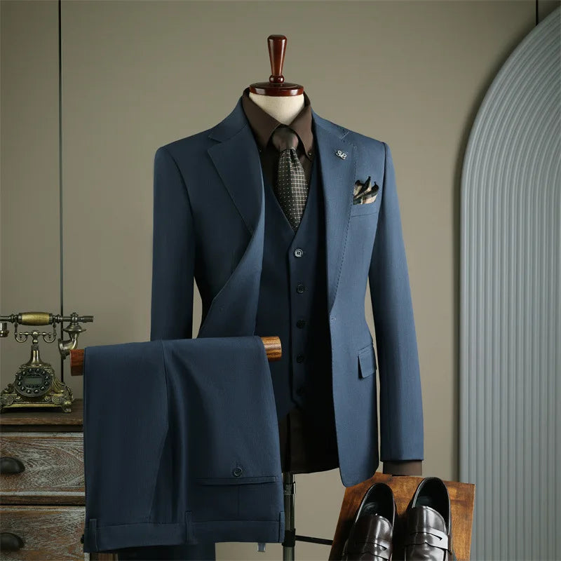 Evening Dinner Formal Slim Fit Suit Sets For Men Wedding Party Classic Tuxedos Fashion Banquet Male High-end Outfits 3 Pieces