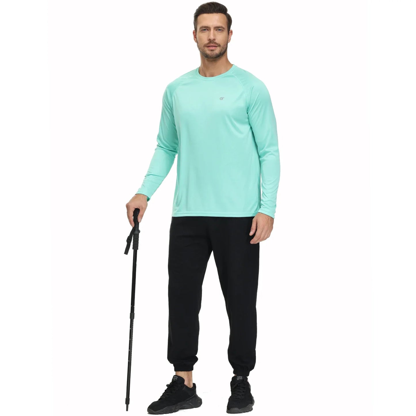 Men UPF 50+ Long Sleeve T-Shirt, Rash Guard Breathable Tops, Pullover Shirt for Sport Fishing Hiking Running Beach Surfing