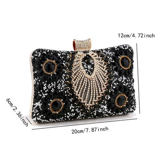 Flower One Side Glitter Tassel Women Evening Bags Diamonds Small Day Clutch Luxury New Chain Shoulder Handbags For Party