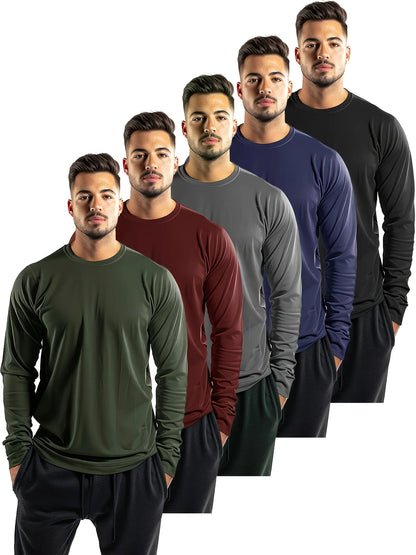 5-Pack Loose Men's Casual Solid Color Breathable Quick-Dry Sports T-Shirts for Summer Running