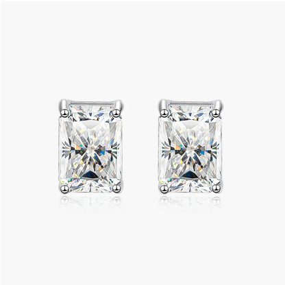Classic 100% 925 Sterling Silver Real Moissanite Gemstone White Gold Earrings Ear Stud For Women Fine Jewelry Wholesale