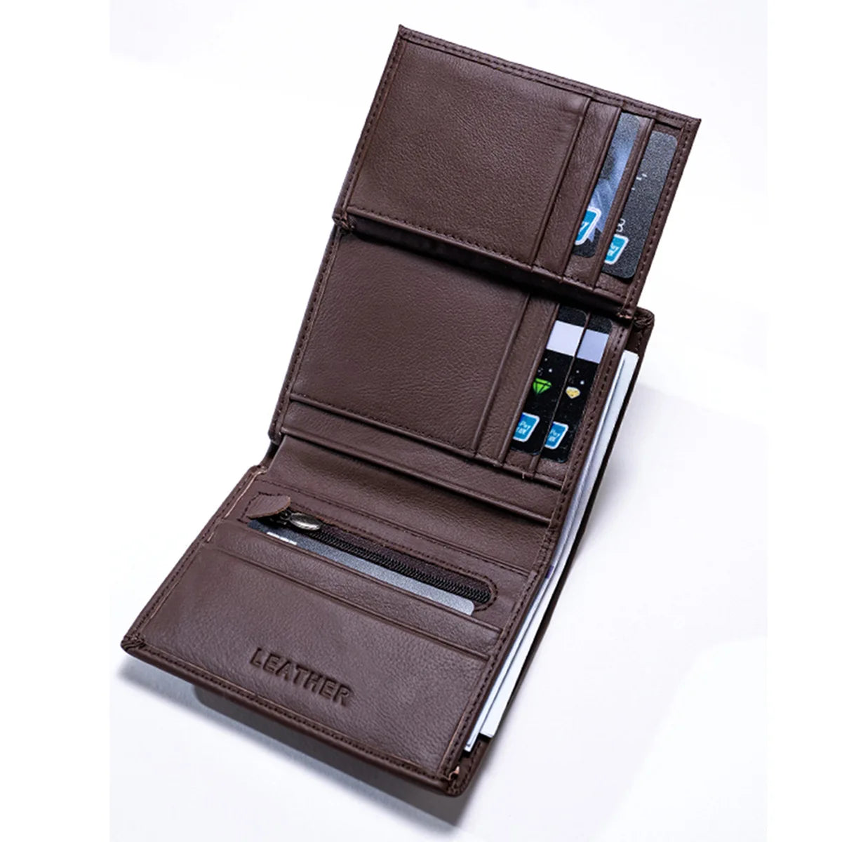 Men's Wallet Genuine Leather Wallets for Men Coin Purse Vintage Vertical Short Credit Card Holder Money Bag Men's RFID Wallet