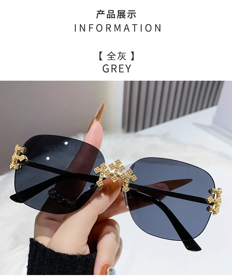 2025 New Frameless Sunglasses Women Men High-end Fashion Sunscreen Ladies Square Sun Glasses Alloy Legs Gafas De Sol UV400