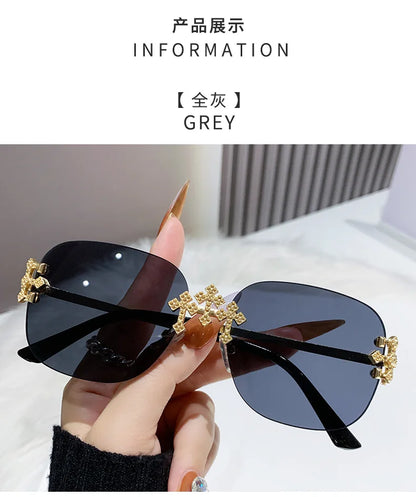 2025 New Frameless Sunglasses Women Men High-end Fashion Sunscreen Ladies Square Sun Glasses Alloy Legs Gafas De Sol UV400