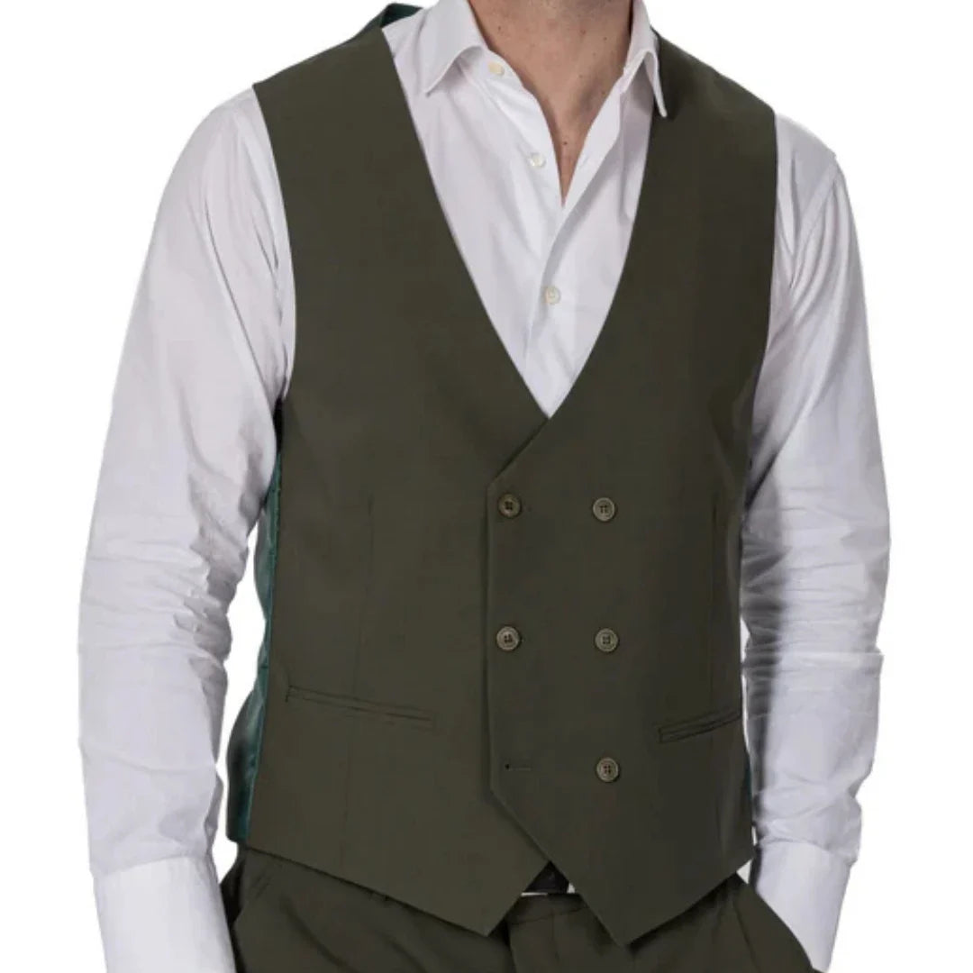 Men Vest Brown Double Button Solid Color Waistcoat For Wedding Banquet Birthday Business Casual Work Set Men Suit Vest