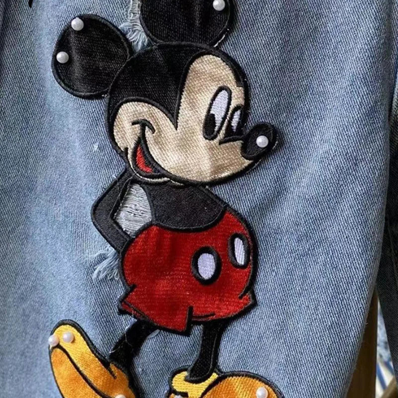 Supzoom New Arrival Loose Casual Summer Top Fashion Cotton Embroidery Beading Mickey Mouse Summer Denim Shorts