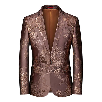 2026 New Men's Pink Embroidered Suit Jacket, Wedding Party Dress Coat, Fashionable Slim Male Blazers, Asian Size M-5XL 6XL