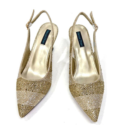2024 Hot Selling INS Pointed-Toe Luxury Style High Heels Sandal With Bag Set in Gold Color For Wedding Party Women