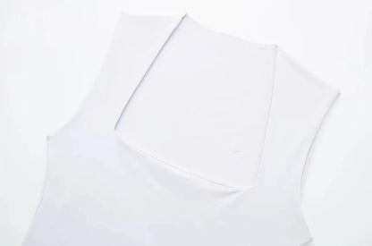 Skinny Bodysuits for Women, Sexy Fashion, Square Neck, Sleeveless, Snap-Button, Female Playsuits, Mujer