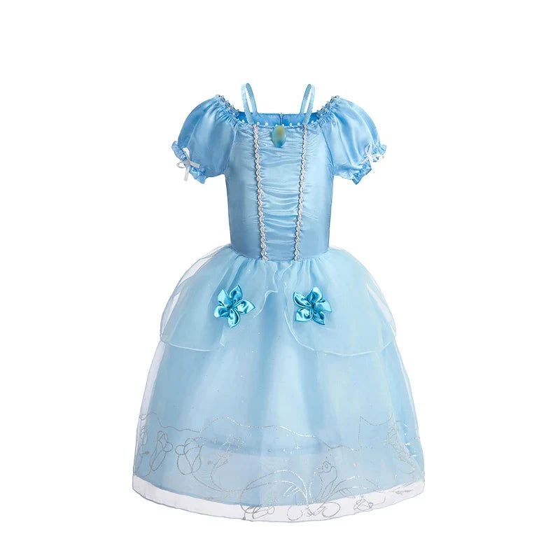Girls Princess Dress Kids Cinderella Snow White Aurora Sofia Rapunzel Cinderella Halloween Costume Children Birthday Party Dress
