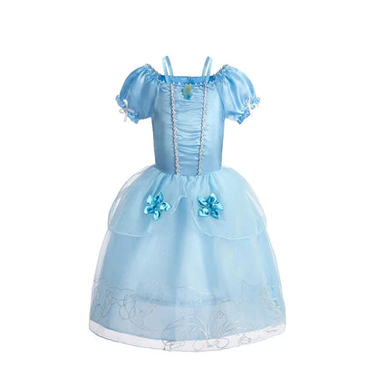 Girls Princess Dress Kids Cinderella Snow White Aurora Sofia Rapunzel Cinderella Halloween Costume Children Birthday Party Dress
