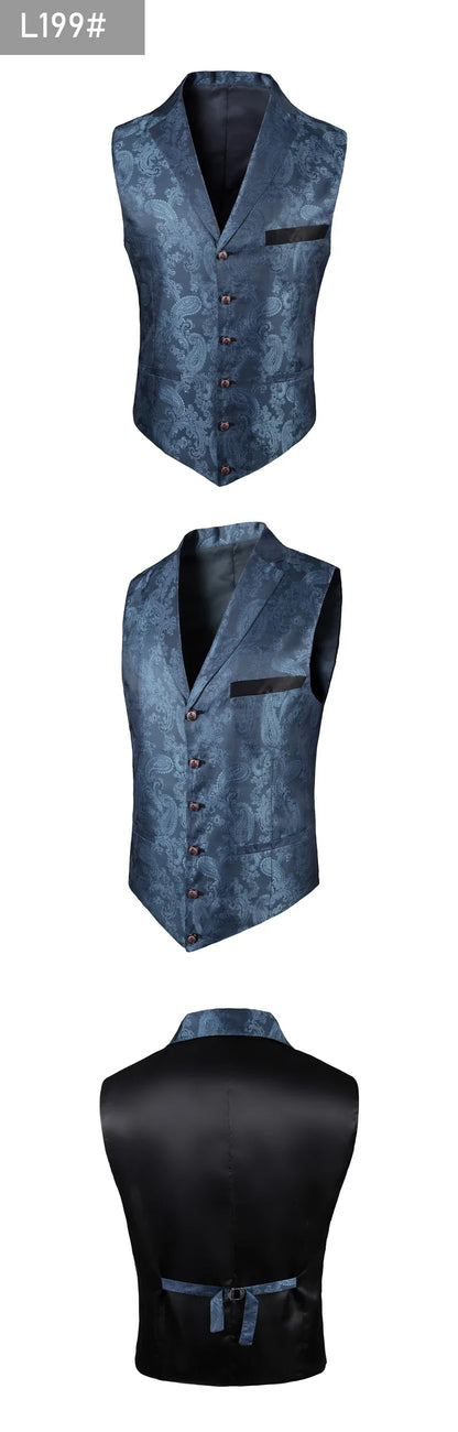 2025 New High-end Suit Collar Jacquard White Vest for Men, Black Sleeveless Waistcoat,navy Blue Billiards Uniform,magician Vests