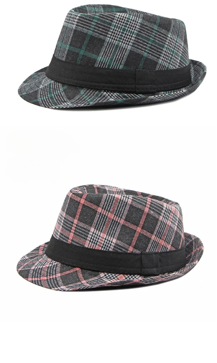 European and American Style Patterned Top Hat for Men  Sun Protection  Hat  Spring and Summer New Plaid Jazz Hat for Women