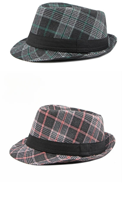 European and American Style Patterned Top Hat for Men  Sun Protection  Hat  Spring and Summer New Plaid Jazz Hat for Women