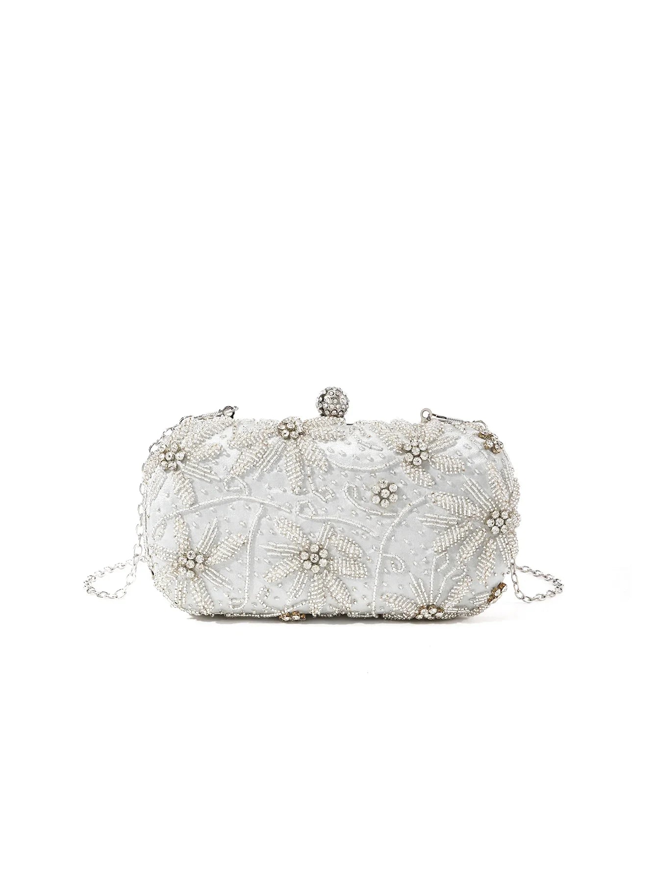 Gorgeous，fashion and shiny mini handmake diamond-studded rhinestones beaded flower pattern hand party wedding evening clutch bag