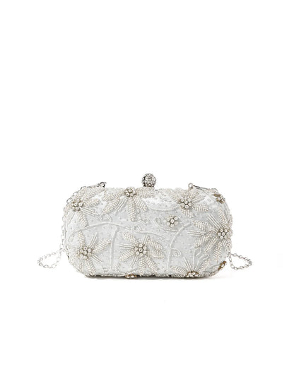 Gorgeous，fashion and shiny mini handmake diamond-studded rhinestones beaded flower pattern hand party wedding evening clutch bag