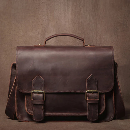Retro Real Leather Messenger Bags Men and Women Shoulder Bag Natural Cowhide Crossbody Casual Handbag Luxury Cambridge Bags