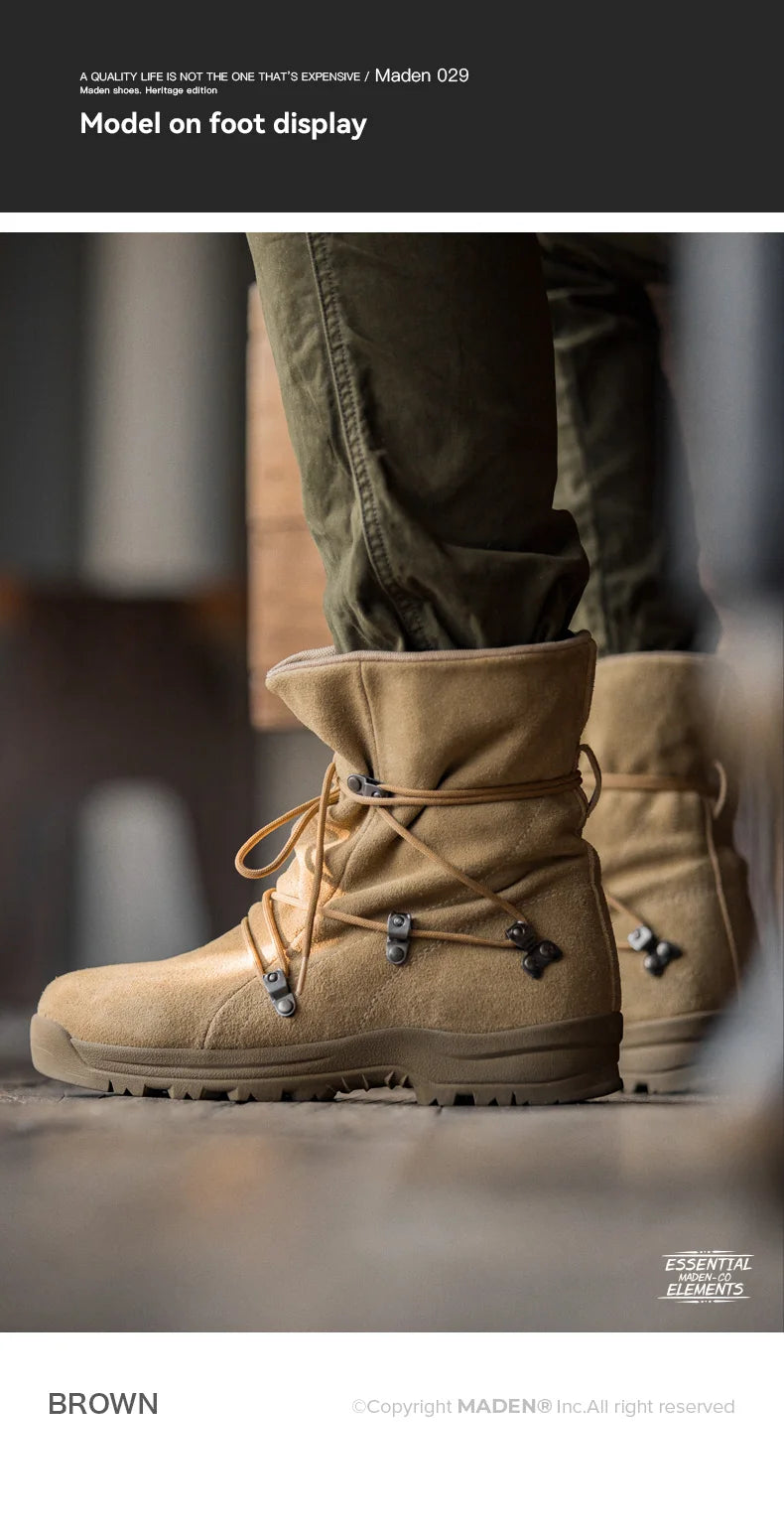 Men's Vintage High-top Desert Boots Outdoor Cowboy Boots Indestructible Work Shoes Winter Safety Shoes