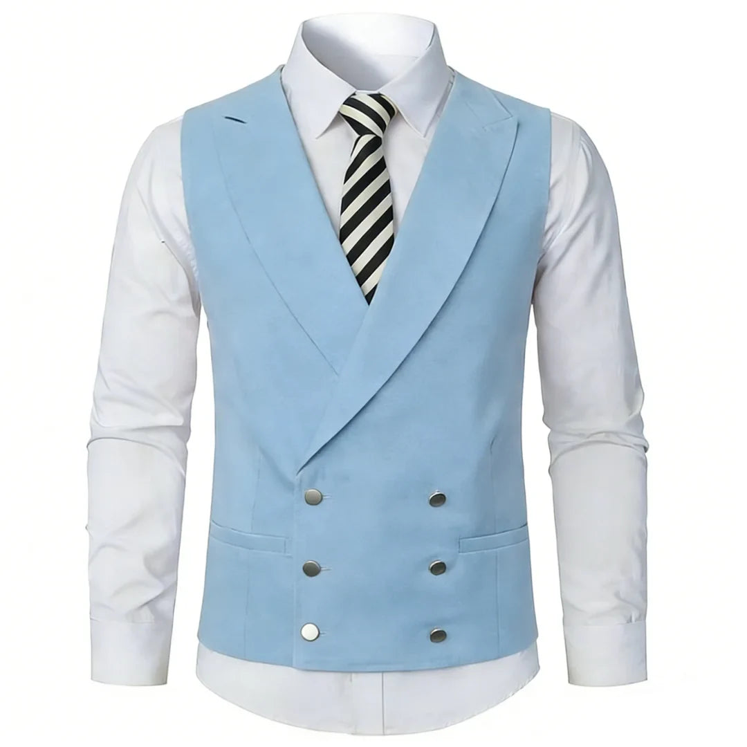 Men Vest Ivory Double Button With Lapel Solid Waistcoat For Wedding Banquet Party Business Office Casual Daily Men Suit Vest