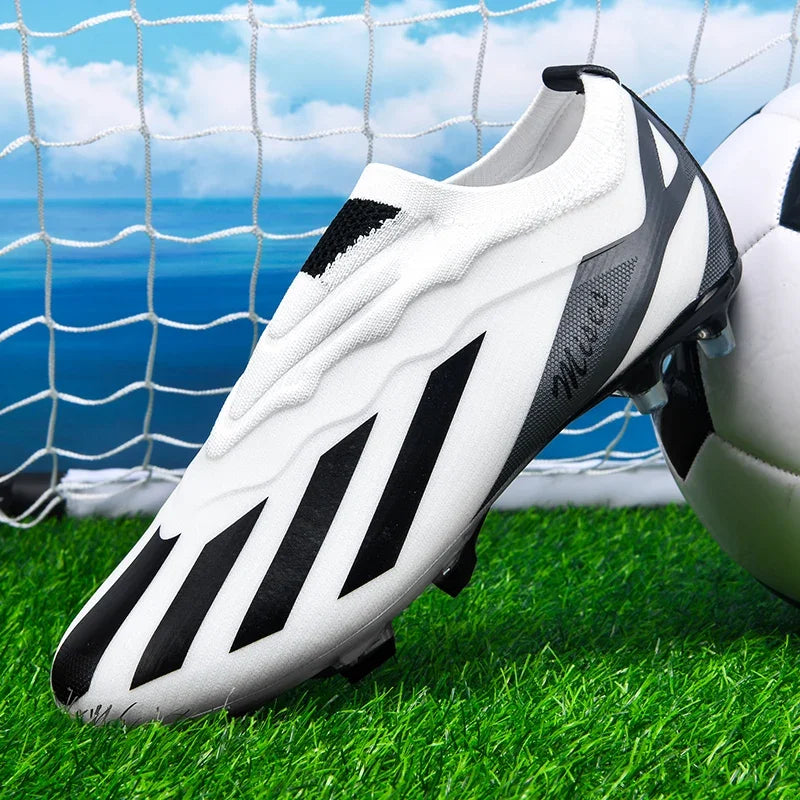 New Men Outdoor Football Boots Cleats Soccer Shoes Long Spikes FG Boys Non Slip Sport Training Breathable Match Comfortable