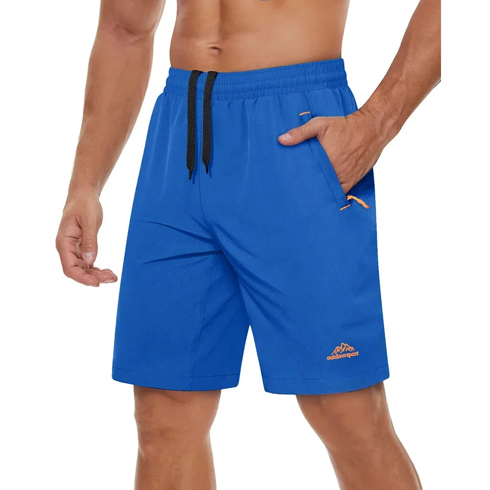 Quick Dry Athletic Running Shorts with Zipper Pockets Men's Summer Shorts for Gym Training Workout Hiking Casual Shorts