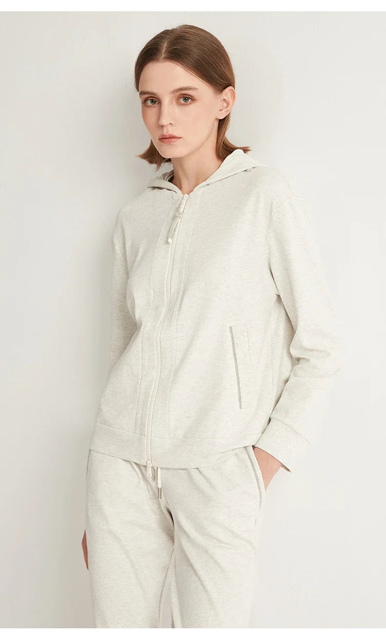 K1071W In Stock High Quality 100% Combed Cotton Zip Woman Cotton Hoodi Cropped Manufacturers Hoodies Women Sweatshirt Clothing