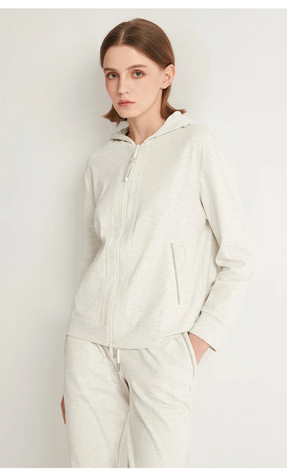 K1071W In Stock High Quality 100% Combed Cotton Zip Woman Cotton Hoodi Cropped Manufacturers Hoodies Women Sweatshirt Clothing